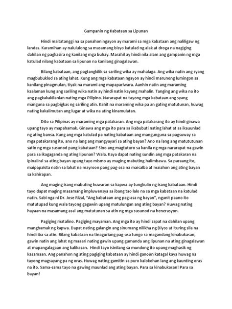 Papel Ng Kabataan Sa Lipunan – Halimbawa At .